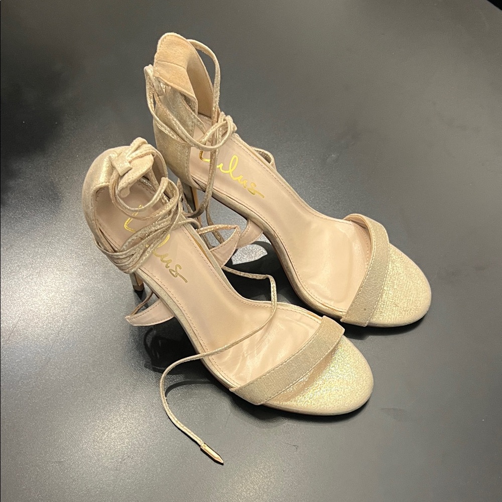 Lulu's gold Lace-Up stilettos 8